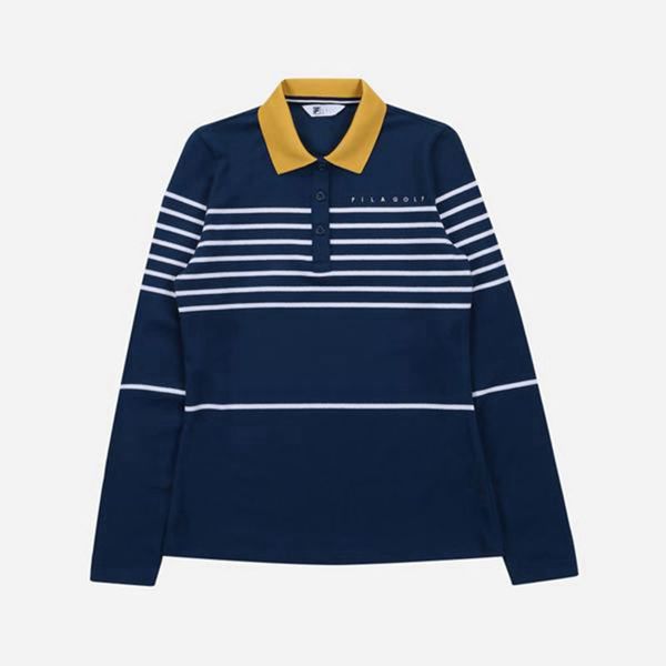 Fila Polokošeľa Damske Námornícka Modrá - Golf Striped Pique L/S Vypredaj - Slovakia 60329-QSGN